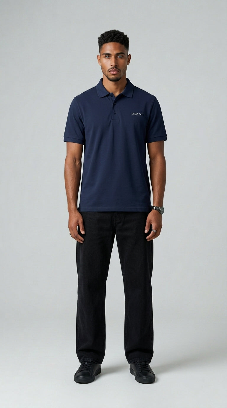 Basic Navy Blue Polo T-Shirt